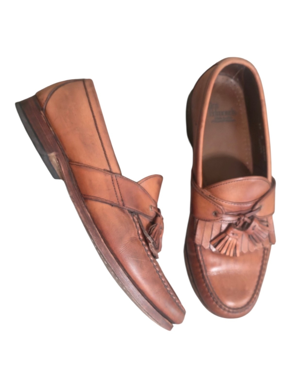 Men's Allen Edmonds Elfield Tassel Loafers Brown Leather 9.5 D USA Old Money